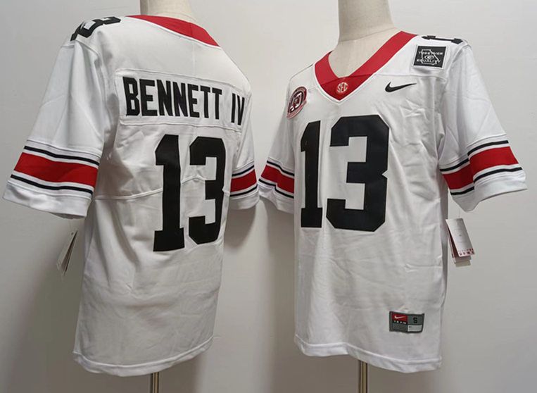 Men Georgia Bulldogs #13 Bennett IV White 2024 Nike Vapor NCAA Jersey